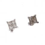 PAIRE DE BOUCLES D'OREILLES  en or gris 585/°° serties...