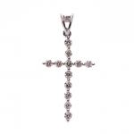 PENDENTIF "Croix" en or blanc 750/°° sertie de diamants taille...