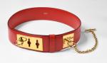 CELINE Paris - CEINTURE en cuir rouge, taille ajustable par...