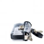 CHANEL - SAC en toile vinyl transparente et vernis noir,...