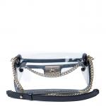 CHANEL - SAC en toile vinyl transparente et vernis noir,...