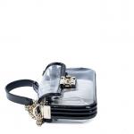 CHANEL - SAC en toile vinyl transparente et vernis noir,...