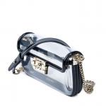 CHANEL - SAC en toile vinyl transparente et vernis noir,...