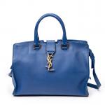 YVES SAINT LAURENT - SAC en cuir lisse royal blue...