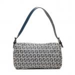 FENDI - SAC modèle "Baguette" en toile navy/gris et cuir...