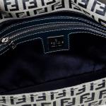 FENDI - SAC modèle "Baguette" en toile navy/gris et cuir...