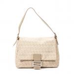 FENDI - SAC modèle "Mamma Baguette" en toile beige/crème et...