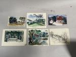 Jean-Albert CARLOTTI (1909-2003), Six DESSINS de paysage à l'aquarelle et...