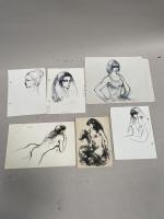 Jean-Albert CARLOTTI (1909-2003), ensemble de cinq DESSINS à l'encre et...