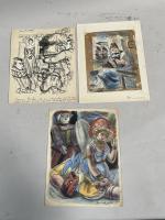 Jean-Albert CARLOTTI (1909-2003), ensemble de trois DESSINS à l'encre et...