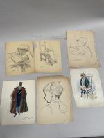 Jean-Albert CARLOTTI (1909-2003), Ensemble de six DESSINS au crayon, encre,...