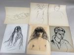 Jean-Albert CARLOTTI (1909-2003), ensemble de cinq DESSINS au crayon et...