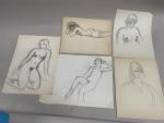 Jean-Albert CARLOTTI (1909-2003), ensemble de cinq DESSINS au crayon et...