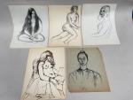 Jean-Albert CARLOTTI (1909-2003), ensemble de cinq DESSINS au crayon et...