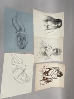 Jean-Albert CARLOTTI (1909-2003), ensemble de sept DESSINS au crayon, fusain...