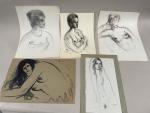 Jean-Albert CARLOTTI (1909-2003), ensemble de cinq DESSINS au crayon fusain...