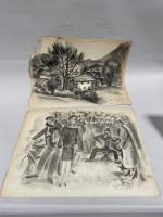 Jean-Albert CARLOTTI (1909-2003), ensemble de deux DESSINS au fusain: 
-...