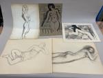 Jean-Albert CARLOTTI (1909-2003), Ensemble de cinq DESSINS au crayon, fusain,...