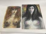 Jean-Albert CARLOTTI (1909-2003), ensemble de deux PASTELS "Nus de femmes",...