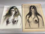 Jean-Albert CARLOTTI (1909-2003), ensemble de deux grands DESSINS: 
- "Buste...