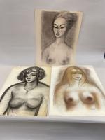 Jean-Albert CARLOTTI (1909-2003), ensemble de trois grands DESSINS au pastel...