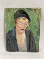 Jean-Albert CARLOTTI (1909-2003), "Portrait de femme pensive", 1930, huile sur...