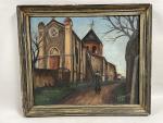 Jean-Albert CARLOTTI (1909-2003), "Eglise de Dagneux", 1927, Huile sur toile...