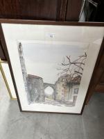 BARELEON ? . "Porte de Pérouges".
Aquarelle signée en bas à...