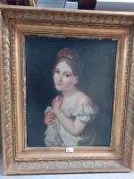 ECOLE FRANCAISE du XIXeme siècle, Portrait de jeune femme, huile...