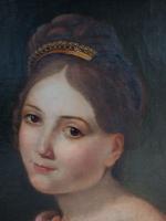 ECOLE FRANCAISE du XIXeme siècle, Portrait de jeune femme, huile...