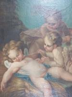 ECOLE FRANCAISE du XIXe siècle d'après BOUCHER, "Trois putti", Huile...