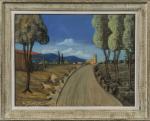 Le SANTOUL (?) (XXème siècle).
Chemin vers l'église.
Pastel sur papier.
Signé en...