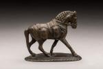 Cheval arnaché en bronze. Perse (?), époque XVIIème siècle (?)....