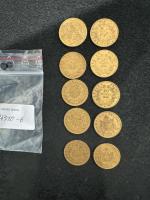 10 PIECES de 20 FRANCS en or. Lots vendus en...