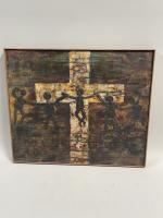 Gerardo ALBARRAN, « Crucifixion » huile sur toile signée en bas au...