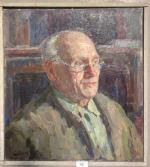 ECOLE FRANCAISE MODERNE, "Portrait de vieil homme", Huile sur toile...