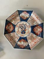 Une assiette et une JARDINIERE en porcelaine Imari, à décor...