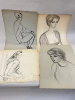 Jean-Albert CARLOTTI (1909-2003), ensemble de quatre grands DESSINS au crayon:...