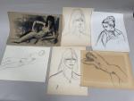 Jean-Albert CARLOTTI (1909-2003), ensemble de quatre grands DESSINS au crayon:...