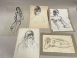 Jean-Albert CARLOTTI (1909-2003), ensemble de quatre grands DESSINS au crayon:...