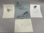 Jean-Albert CARLOTTI (1909-2003), ensemble de quatre grands DESSINS au crayon:...