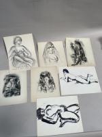 Jean-Albert CARLOTTI (1909-2003), ensemble de cinq DESSINS au crayon, fusain...