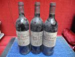 3 bouteilles SAINT-EMILION Chateau Fleurus 1983. Deux niveaux base goulot...