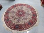 TAPIS rond , chaine et trame coton, velours, laine et...