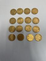 16 PIECES de 20 Francs or France au Génie. Usures....