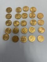 24 PIECES de 20 Francs or Suisse. Usures. 
Lots vendus...