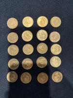 20 PIECES de 20 Lires or Italie.
Lot vendu en l'état,...