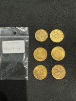 Six PIECES type 20 francs or de différents pays. Lot...