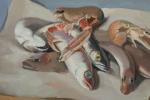 Pierre WAGNER (1897-1943).
Nature morte aux poissons et aux langoustines.
Huile sur...