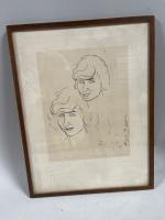 LAFRESNAY. « Visages ».
Gravure signée et datée 1923.
Pliures